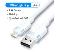 Vention Usb Vers Lightning 12W 2.4A Câble De Données Câble De Charge Rapide Pour Iphone 14 Pro 8-14 Usb A Vers Câble De Charge Lightning Pour Ipad.Nylon Braided Blue.1M