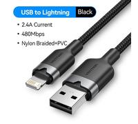Vention Usb Vers Lightning 12W 2.4A Câble De Données Câble De Charge Rapide Pour Iphone 14 Pro 8-14 Usb A Vers Câble De Charge Lightning Pour Ipad.Nylon Braided Black.1M