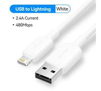 Vention Usb Vers Lightning 12W 2.4A Câble De Données Câble De Charge Rapide Pour Iphone 14 Pro 8-14 Usb A Vers Câble De Charge Lightning Pour Ipad.Pvc Shell White.1M