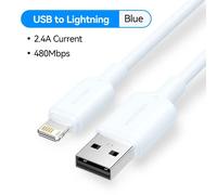 Vention Usb Vers Lightning 12W 2.4A Câble De Données Câble De Charge Rapide Pour Iphone 14 Pro 8-14 Usb A Vers Câble De Charge Lightning Pour Ipad.Pvc Shell Blue.1M