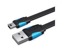 Flat USB 2.0 A to Mini 5-pin cable Vention VAS-A14-B050 0.5m Black