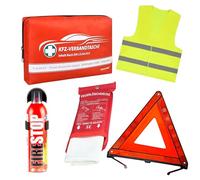 VENTON Kit de sécurité pour voiture et bus, caravane, garage, kit d'urgence, kit de survie | Kit de premiers secours DIN 13164 | Sac de premiers secours | Gilet de signalisation, triangle de