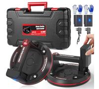 Ventouse Carrelage Electrique, 8" Ventouse Vitre avec Écran LCD, Batterie 3000 mAh, Valise Portable, Industriel à Ventouses en Verre pour Soulever de Vitre,Carrelage,Meubles, Charge 270 KG (2 Pièces)
