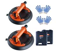 VEVOR Ventouse de Carrelage 203 mm Ventouse de Vitre 2PCS Charge 278 kg Poignée en Acier Boîte de Transport en PP Gants Ventouse de Levage Industriel pour Plaques de Verre Granit Carrelage Métal Bois