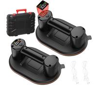 Ventouse électrique Lot de 2, Ventouse à Batterie pour Carreaux avec Batterie 3600 mA, Maximale 300kg, 24 x 16 CM, 2 Moteurs, Affichage Numérique pour Marbre, carrelage, verre, assiette (2 Pièces)