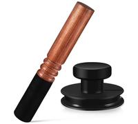 Ventouse en Caoutchouc pour Bol Sonore de Bouddha, Poignée Noire | Accessoire Portable, Forte Adhérence, Protège L’instrument, avec Bâton Gainé de Cuir, Manche en Bois Foncé