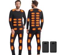 Ventouse Ensemble de sous-vêtements chauffants avec 2 banques d'alimentation : 3 niveaux de chauffage 42 zones de chauffage hiver hommes pantalon et haut chauffants pour moto chasse ski camping