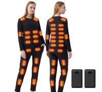 Ventouse Ensemble de sous-vêtements chauffants avec 2 banques d'alimentation : 3 niveaux de chauffage 42 zones de chauffage hiver hommes pantalon et haut chauffants pour moto chasse ski camping