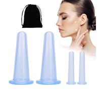 Ventouse Visage, Cupping Ventouse, 4 Pièces Ventouse Silicone, Ventouses Visage Set, Facial Cupping, Ventouses Thérapeutiques pour le Visage, pour la Peau Des Yeux Du Cou, Fascia de Libération