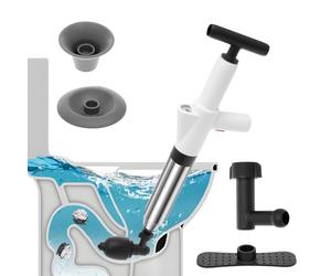 Ventouse WC 57 x 17,5 x 6,5 cm scellée par ballon ergonomique déboucheur de tuyau d'air comprimé joint de vidange pompe bouton de ventilation pour toilettes lavabo baignoire