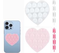 Ventouses pour Téléphone Portable en Forme de Cœur,2 Pcs Ventouses De Téléphone Portable D'amour Double Face,Coussinets Antidérapants De Fixation Pour Téléphone Portable,pour Appareils Mobiles,Miroir
