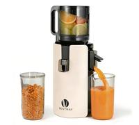 Ventray Extracteur de Jus Lent | Presse à Froid avec Grande Goulotte 120mm pour Fruits et Légumes Entiers | Double Filtration pour un Rendement Élevé | Facile à Nettoyer, 250W, Sans BPA (Ivoire)