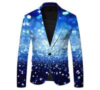 Ventre écossais bordure de paillettes, petite veste de robe de scène Veste Électrique, Bleu ciel, M