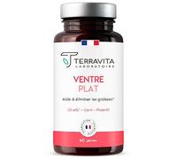 VENTRE PLAT | Contre Ballonnements et Ventre Gonflé | Réduit l’Assimilation des Graisses et des Sucres | Actif Breveté ID-alG à l’Efficacité Démontrée | 60 Gélules Vegan | Made in France | Terravita