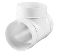 VENTS Ø 125 mm - Adaptateur en T pour tubes ronds - Connecteur en PVC pour systèmes de ventilation - Raccord à 3 voies pour l'air d'alimentation et d'évacuation - Blanc