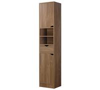 Ventura Armoire de salle de bain en bois avec étagères, 2 portes et 1 tiroir - Meuble de rangement haut (chêne)