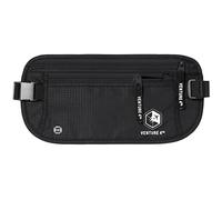 VENTURE 4TH Ceinture de voyage, fine, anti RFID, pour protection de l'argent, des cartes de crédit et des documents de voyage, Noir pur, One Size, Minimaliste