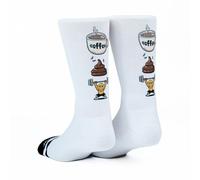 VENTURE Angry Cat Socks Skateboard athlétique souple côtelé Terry Loop Soutien de la voûte plantaire / talon et orteil renforcés, blanc, S