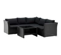 Venture Home - Ensemble canapé d'angle et table basse en résine tressée Haiti noir Noir G