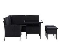 Venture Home - Ensemble canapé d'angle et table basse en résine tressée Knock Noir G