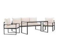 Cataniasalon 1 "table à manger", 1 canapé, 2 fauteuils noirs.