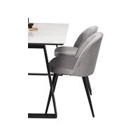 Venture Home Estelle & Velvet Table à Manger avec Chaises, Blanc/Gris Clair, 140 x 90 x 74,5 cm