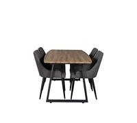 Venture Home Inca & Plaza Table à Manger avec Chaises, Gris Foncé/Naturel, 160 x 85 x 75,5 cm