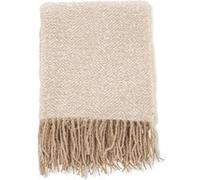 - Jeté de canapé à motif chevrons Toby 170 x 130 cm beige et blanc