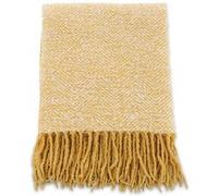 - Jeté de canapé à motif chevrons Toby 170 x 130 cm jaune et blanc