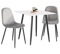 Venture Home Polar Table à Manger avec Chaises, Blanc/Noir/Gris, 75 x 75 x 75 cm