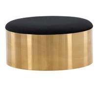 - Pouf avec coussin en velours noir et cuivré Puff 75 cm