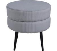 Pouf Pot 40x40x40 cm Velours côtelé Noir et gris, repose-pieds, ottoman,, pouf d'assise