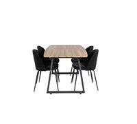 Venture Home Wrinkles & Inca Table à Manger avec Chaises, Noir, 160 x 85 x 75,5 cm