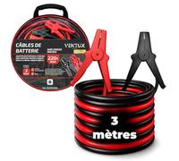 VENTUX Gear Câbles de Démarrage 16mm² Voiture 220A 3M | Câbles Booster Batterie 6V 12V pour Véhicules jusqu'à 2000cc Essence Diesel | Pinces Isolées avec Étui