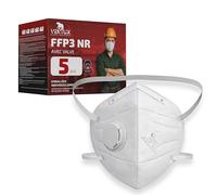 VENTUX SAFETY EQUIPMENT Masque FFP3 avec valve - 5 pièces - masque FFP3 NR avec élastiques nucaux - masque respiratoire anti poussière conforme EN149:2001+A1:2009 - idéal travail chantier bricolage