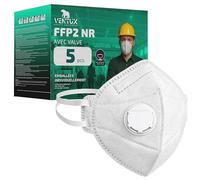 VENTUX SAFETY EQUIPMENT - Masques FFP2 NR avec Valve, Conformes EN 149:2001+A1:2009, Emballés Individuellement, Haute Protection et Confort, Élastiques Auriculaires - Blanc