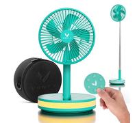 VENTY Ventilateur portable - Ventilateur sans fil à piles - 4 vitesses - Éclairage LED - Étui de transport et télécommande - Voyage en croisière - Banque d'alimentation avec port USB-C (menthe avec