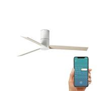 ventyly / HYBRIDE/Ventilateur de plafond blanc avec wifi et pales réversibles en érable blanc Ø120 cm/Ultra Silencieux, basse consommation, 6 Vitesses, Télécommande, Été-Hiver, minuterie