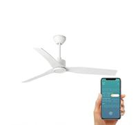 ventyly / ORIGINAL/Ventilateur de plafond blanc avec wifi et pales réversibles en érable blanc Ø120 cm/Ultra Silencieux, basse consommation, 6 Vitesses, Télécommande, Été-Hiver, minuterie
