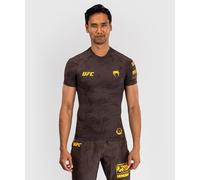 Venum Homme Fight Week Mens Performance Short Sleeve Rashguard Rash Guard Shirt, Earthen Brown, XL EU