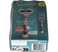 Venus Deluxe Smooth Sensitive Rasoir Femme Manche Métal Or Rose + 3 Recharges.[T564]