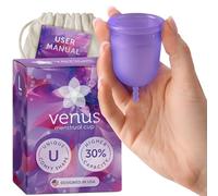 Venus Grande coupe menstruelle - Capacité plus élevée (+30 %) - Design unique en forme de U pour les jours de flux plus lourds - Obtenez 12 heures de protection sans fuite - 100 % silicone de qualité