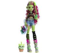 Monster High Venus McFlytrap Poupée avec chat Chewlian et accessoires, tels qu’un sac à dos, un carnet, des encas et bien plus encore, HRP81