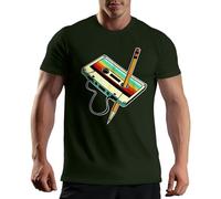 Venus Style 80s 90s Retro Party Fancy Disco Cassette T-Shirt Vert Militaire pour Homme Size M