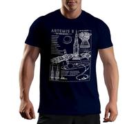 Venus Style Artemis II Moon Mission Blueprint Schematic Rocket Science Aerospace Engineering Space Exploration T-Shirt Homme Bleu Marine Size S