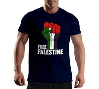 Venus Style Free Palestine Flag Fist Gaza Fight for Freedom T-Shirt Bleu Marine pour Homme Size M