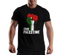 Venus Style Free Palestine Flag Fist Gaza Fight for Freedom T-Shirt Noir pour Homme Size S