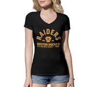 Venus Style Heated Rivalry Boston Raiders Vintage Logo Shane Hollander Game Changers Hockey Romance Bookish T-Shirt Femme Col en V Noir Size XXL