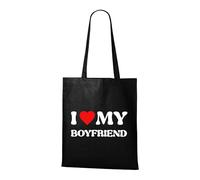 Venus Style J'aime Mon Copain - Cœur Rétro Groovy Amour Couple Vintage Tote Bag Noir