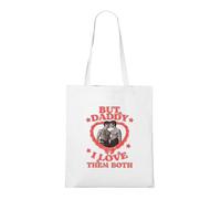 Venus Style Sac Fourre-tout Y2K Rétro Cœur « Mais Papa J'aime Les Deux » Humour Polyamour Tote Bag Blanc